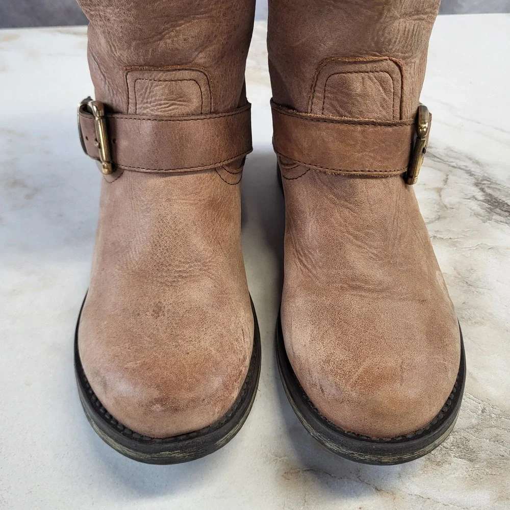 Steve Madden FYZZLE Knee Hight Biker Boots Women's Size 7M Brown